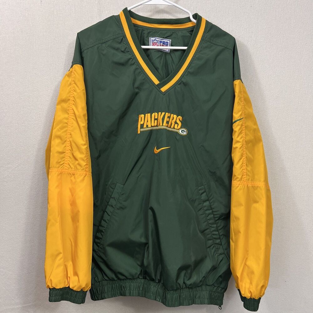 Green Bay Packers Nike Jacket Mens L Green NFL Football Pullover Coat Nylon Dad